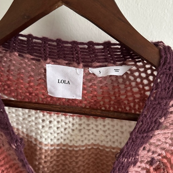 Lola Large Chunky Open Knit Scoop Neck Soft Acrylic Sweater Women’s Size Small - Picture 9 of 16